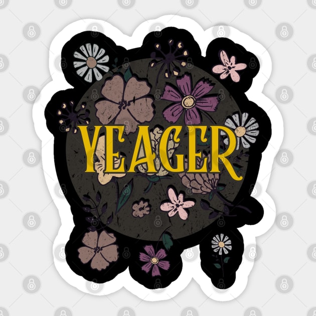 Aesthetic Proud Name Yeager Flowers Anime Retro Styles Sticker by Kisos Thass